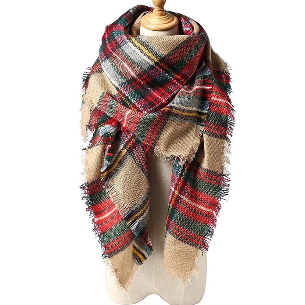 New BoHo Flannel Edge Blanket Scarf XL - Picture 3 of 4